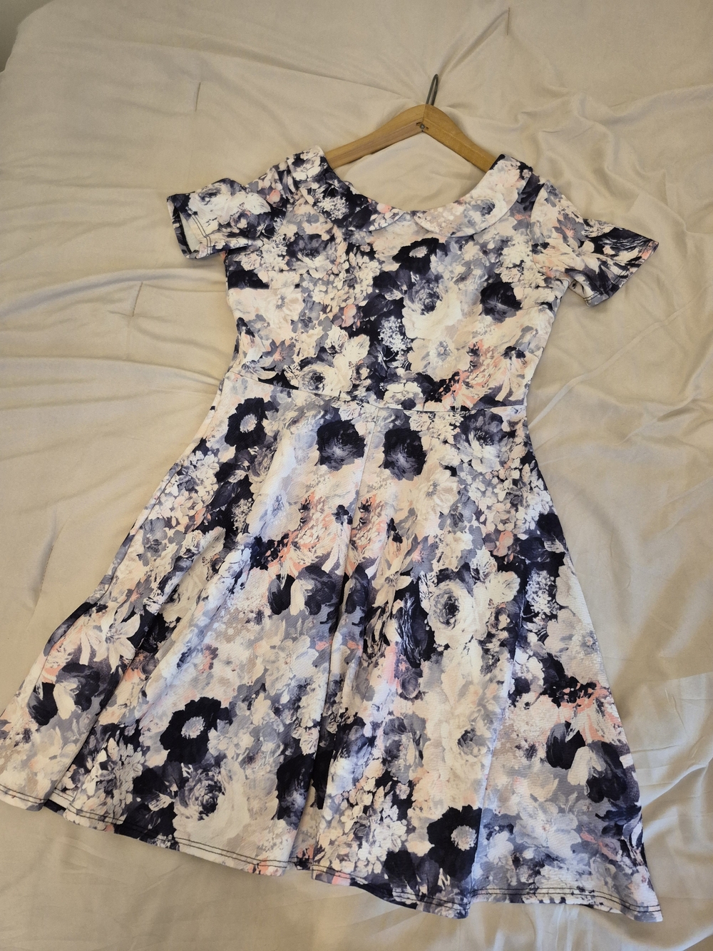 Dorothy Perkins Navy, Blush and White Floral Fit & Flare Dress